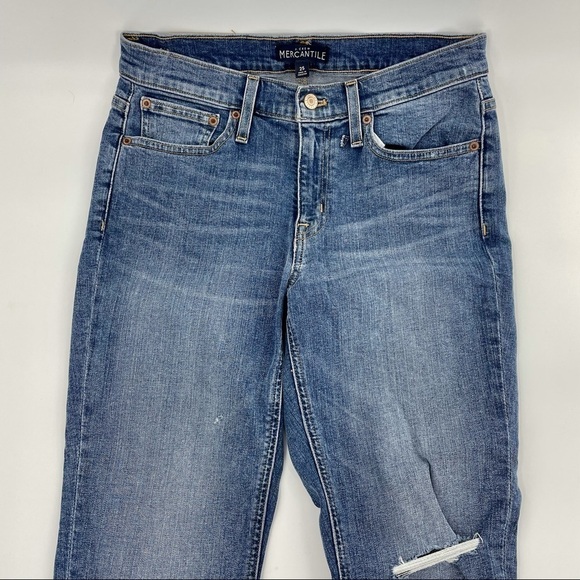 J.Crew Mercantile Slim Boyfriend Relaxed Ankle Raw Hem Cropped Denim Jeans 25 - Picture 3 of 13